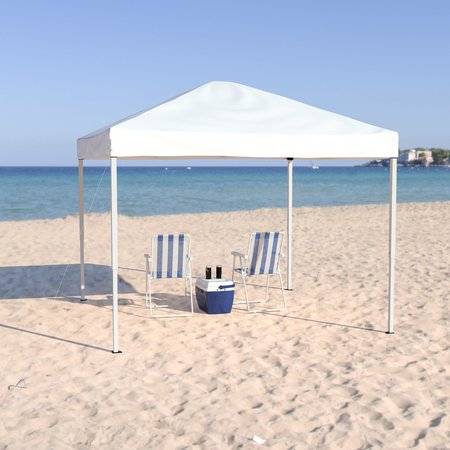Flash Furniture 10'x10' White Pop Up Event Straight Leg Canopy Tent JJ-GZ1010-WH-GG
